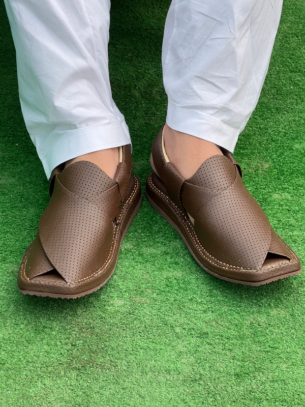 Premium Kaptan Handmade Medicated Chappal Dotted Brown