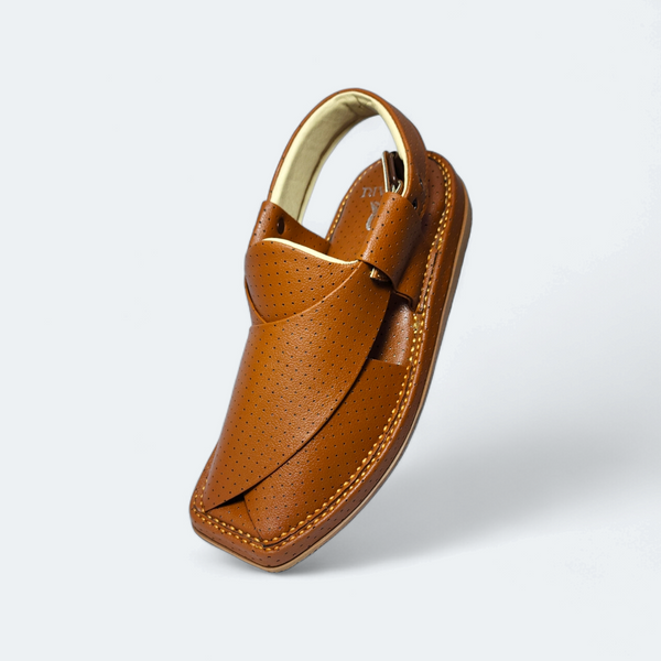 Premium Kaptan Handmade Medicated Chappal Dotted Mustard