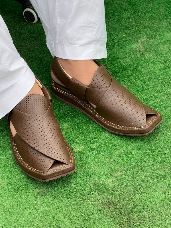 Premium Kaptan Handmade Medicated Chappal Dotted Brown