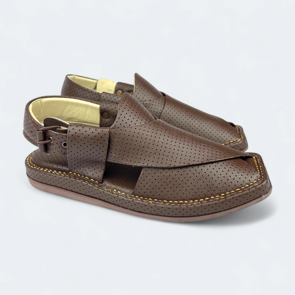 Premium Kaptan Handmade Medicated Chappal Dotted Brown