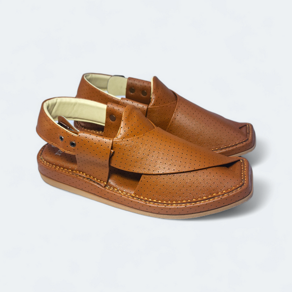 Premium Kaptan Handmade Medicated Chappal Dotted Mustard