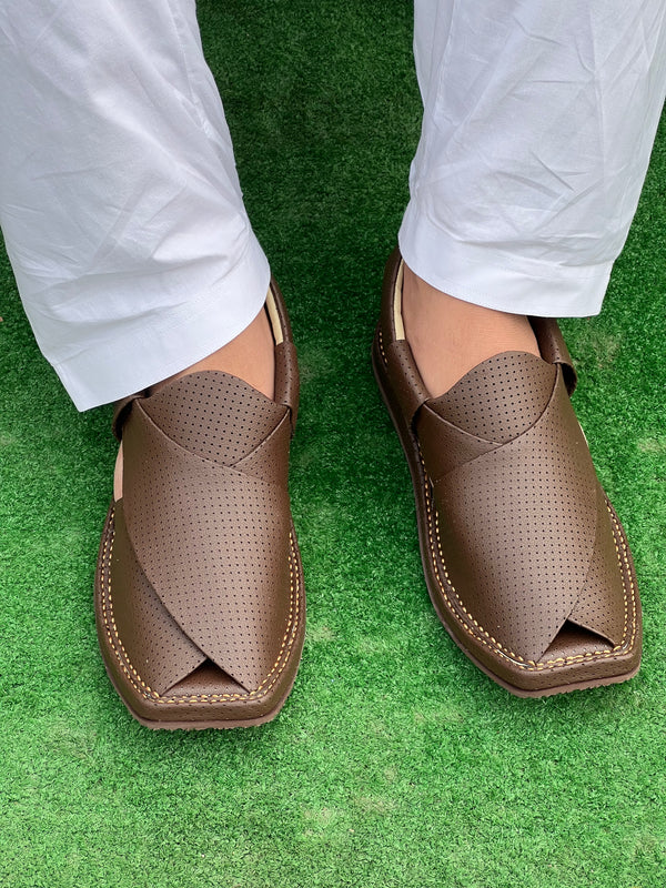 Premium Kaptan Handmade Medicated Chappal Dotted Brown