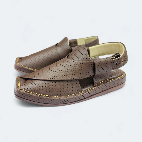 Premium Kaptan Handmade Medicated Chappal Dotted Brown