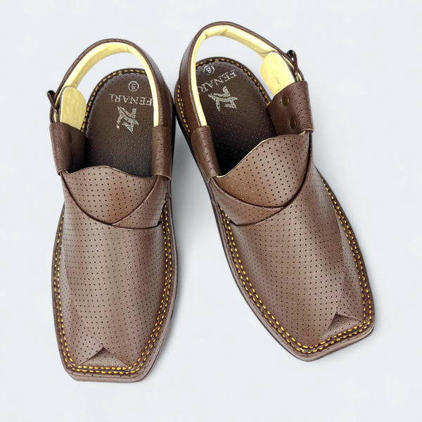 Premium Kaptan Handmade Medicated Chappal Dotted Brown